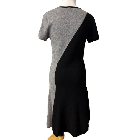 Lusso Knit Sweater Midi Dress M Medium Black Gray Cashmere Short Sleeve Washable - Picture 3 of 11